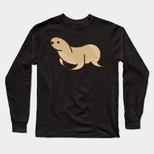 kawaii cute cartoon brown sea lion Long Sleeve T-Shirt